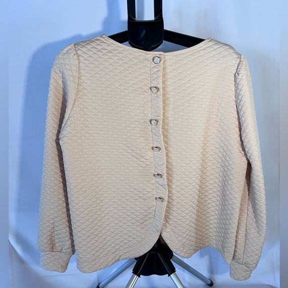 Beige Quilted Ruffle Women's Top, Size Large - Picture 5 of 5
